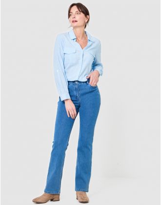 Jean flare coton bleu