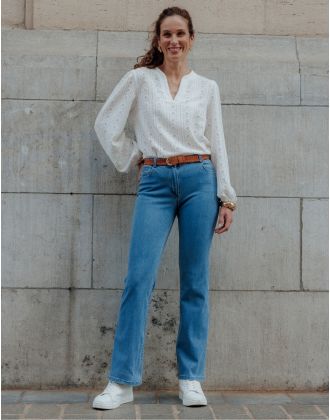 Jean flare coton bleu