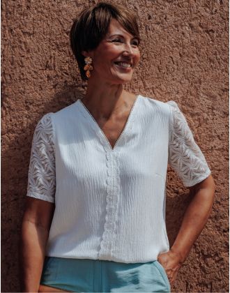 Blouse dentelle écru