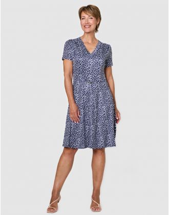 Robe droite motif bleu