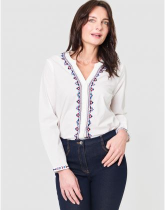 Chemisier blanc brodé