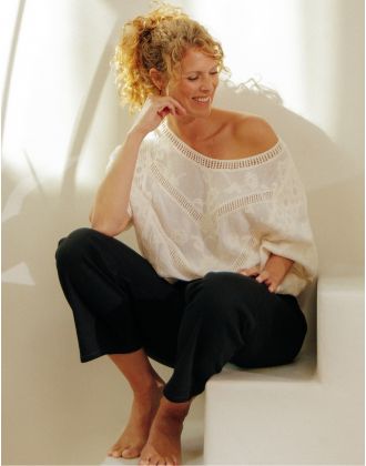 Blouse ample brodé blanc