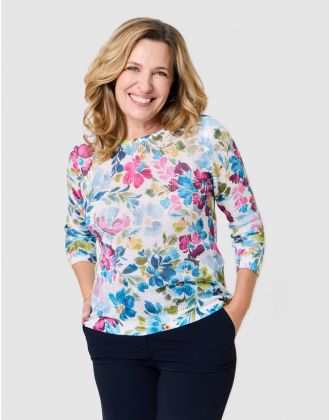 Pull ajouré motif blanc