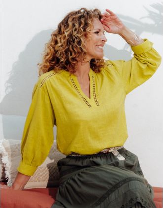 Blouse légère coton vert