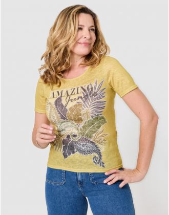 T-shirt imprimé jaune
