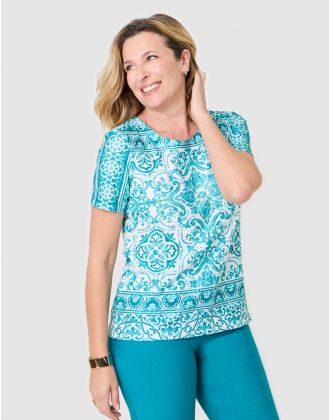 T-shirt chic imprimé bleu