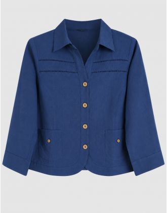 Veste lin coton bleu