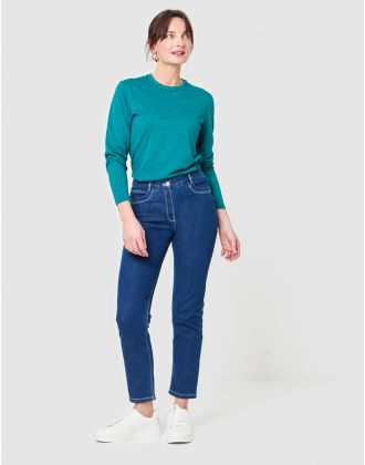 Jean droit 7/8è bleu
