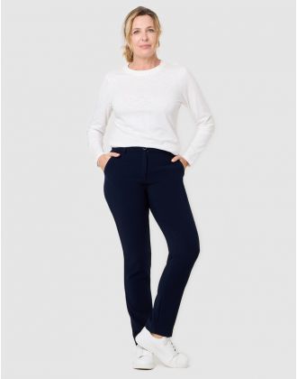 Pantalon crêpe droit bleu