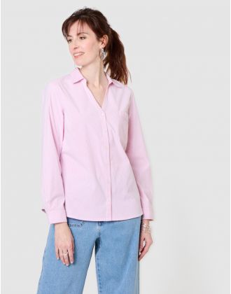 Chemisier rayé coton rose