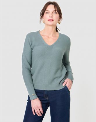 Pull fantaisie coton kaki