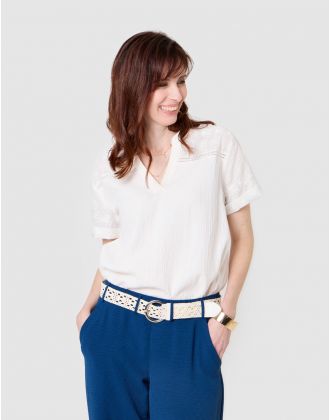 Blouse gaze coton blanc