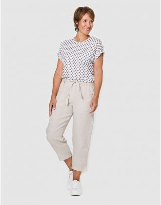 Pantacourt lin beige