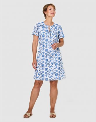 Robe motif coton bleu