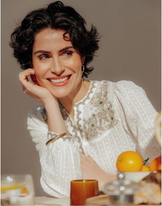 Chemisier brodé blanc