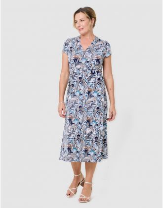 Robe longue motif bleu