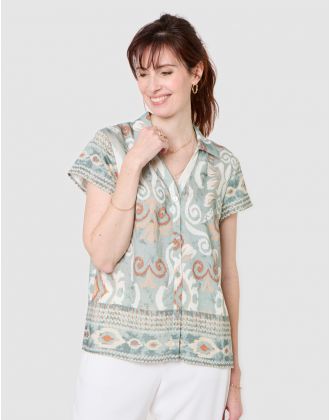Chemisier motif vert kaki