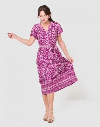 Robe longue motif violet