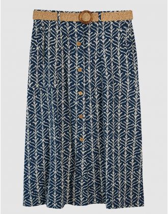 Jupe longue motif bleu