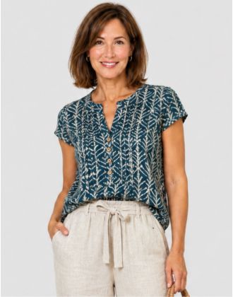 Blouse motif bleu