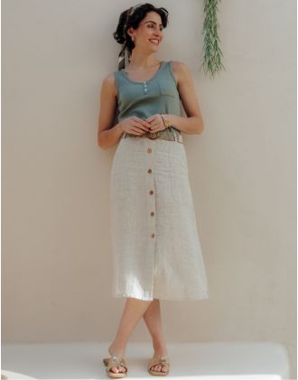 Jupe longue lin beige