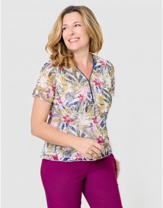 T-shirt dentelle motif