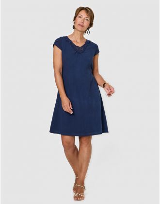 Robe gaze coton marine