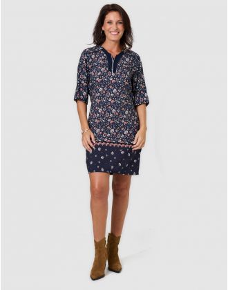 Robe motif bleu marine