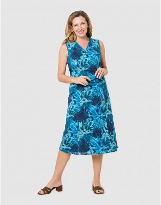 Robe longue motif bleu