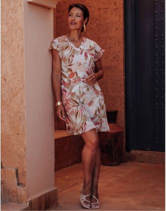 Robe imprimé beige rose