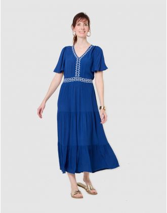 Robe longue crépon vert