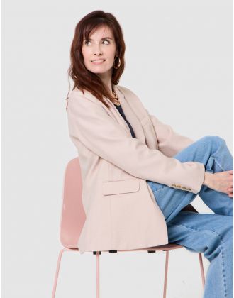 Blazer long crêpe beige
