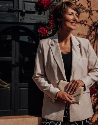 Blazer long crêpe beige