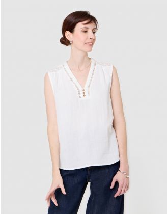 Top sans manches blanc