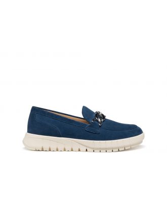 Mocassins daim bleu