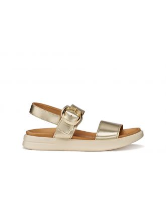 Sandales plates cuir or