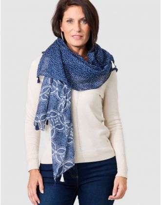 Foulard motif blanc bleu