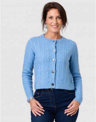 Gilet épais torsade bleu