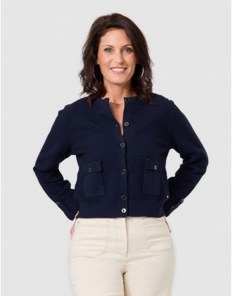 Gilet maille bouton bleu