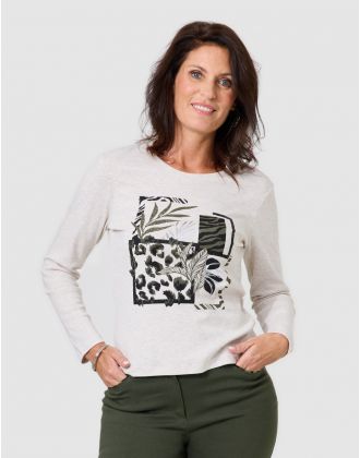 T-shirt imprimé beige