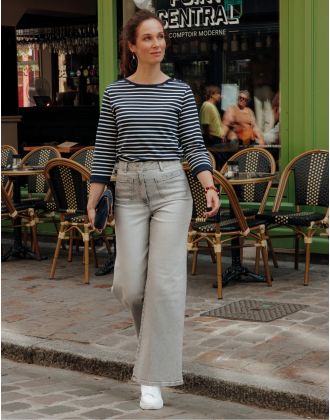 Jean large coton gris