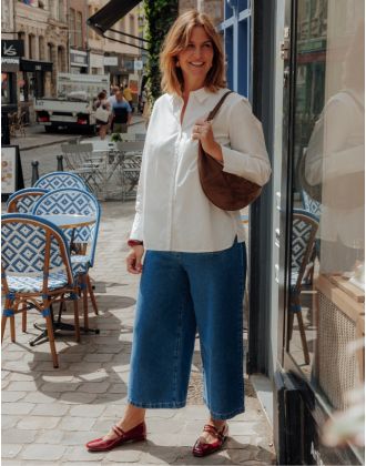 Jean large 7/8 bleu