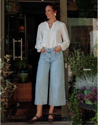 Jean large 7/8 bleu clair
