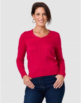 Pull fantaisie framboise