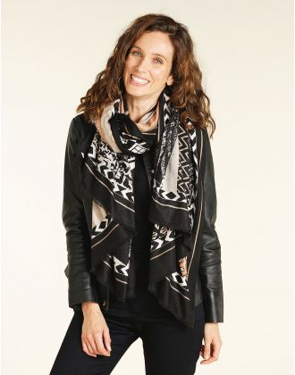 Foulard beige géométrique