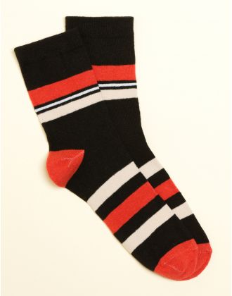 Chaussettes rayées rouge