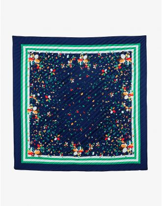 Foulard carré plissé bleu