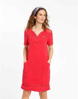 Robe 100% LIN rouge