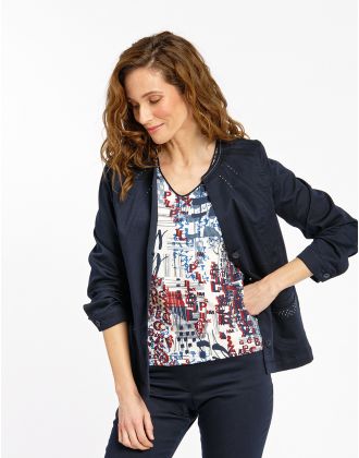 Veste jean denim sans col