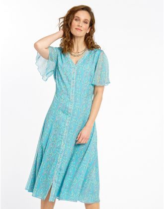 Robe longue turquoise